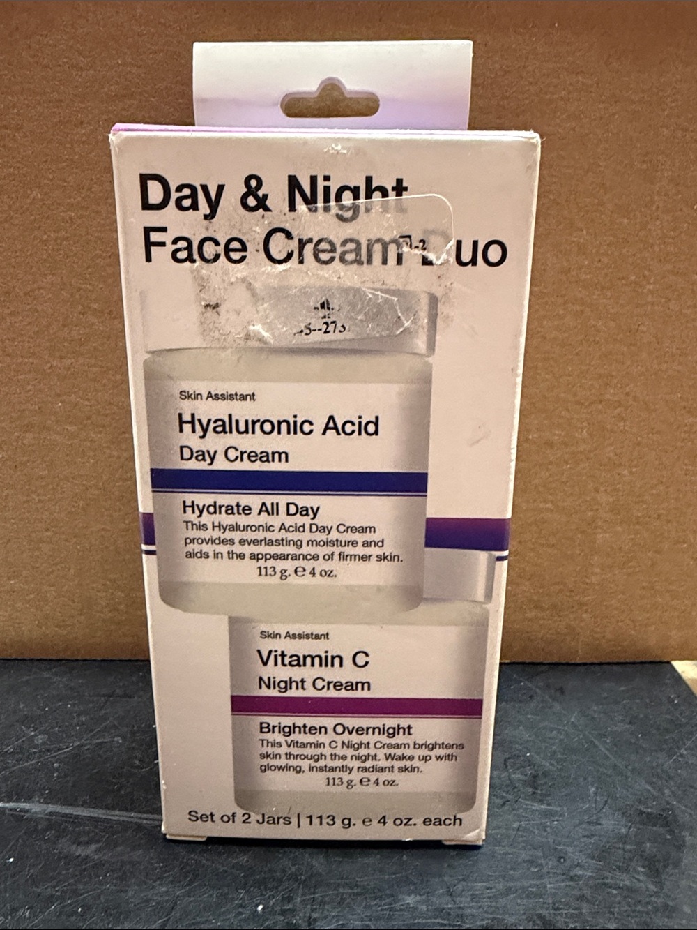 Hyaluronic Acid Day & Vitamin C Night Cream Duo - White/Purple